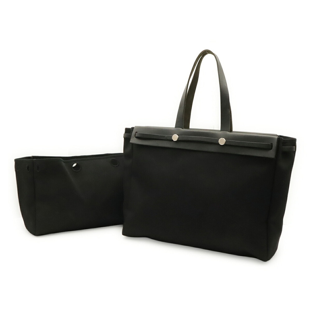 HERMES Hermès Herbag Cabas GM Tote Bag Large Shoulder Toile Officier Leather ...